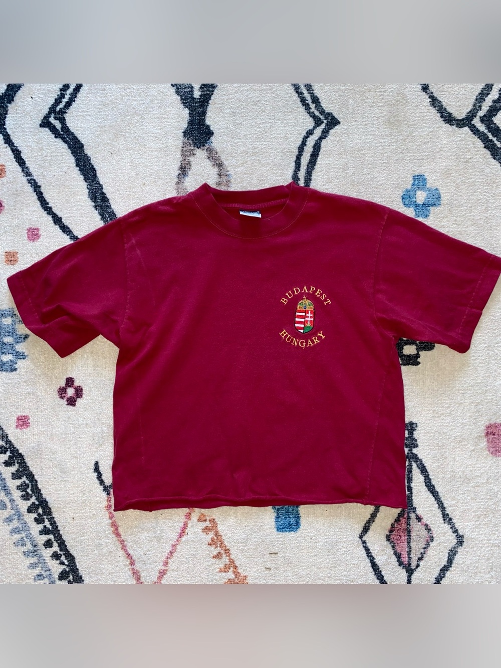 Vintage Cotton Budapest Hungary Red Cropped Tee
